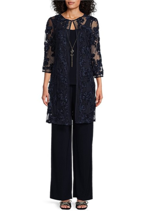 RM Richards Soutache Embroidered 3-Pc Pants Set