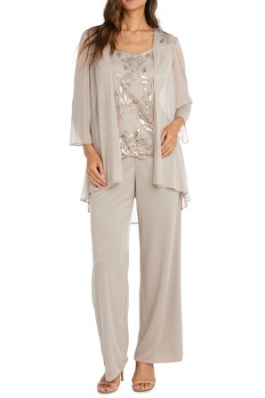 RM Richards 3-Piece Embroidered Sequin Pants Set
