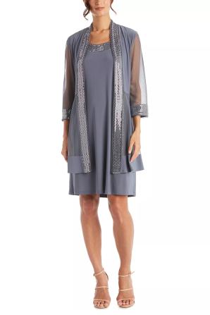 RM Richards Metallic Chevron Evening Jacket Dress