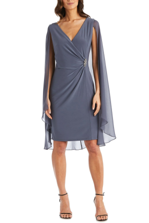 RM Richards Fitted Broach Knee-Length Cape Dress