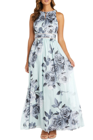RM Richards Floral Sleeveless Long Evening Dress
