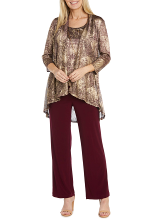 RM Richards 3-Piece Metallic Evening Pants Suit