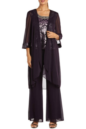 RM Richards 3 Piece Beaded Neck Duster Formal Pant Set