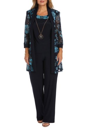 RM Richards Metallic Floral 2-Pc Evening Pants Set