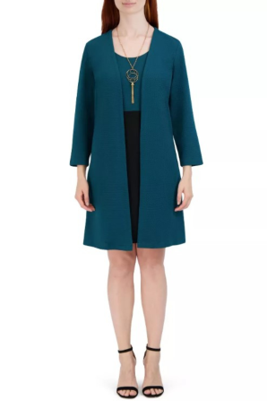 Sandra Darren Color Block 3/4 Sleeve Jacket Dress