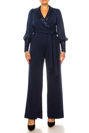 Shelby Nites Sequin Long Sleeve Dressy Jumpsuit