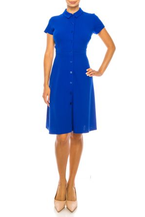 Shelby & Palmer Collared Button Down Cut-Out A-Line Dress