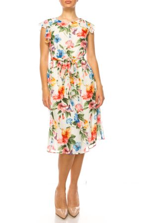 Shelby & Palmer Floral Ruffle Cap Sleeve Dress