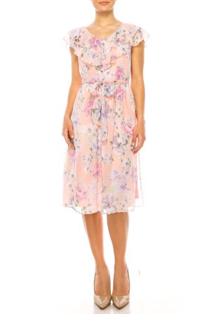 Shelby & Palmer Floral Belted Ruffle Dress