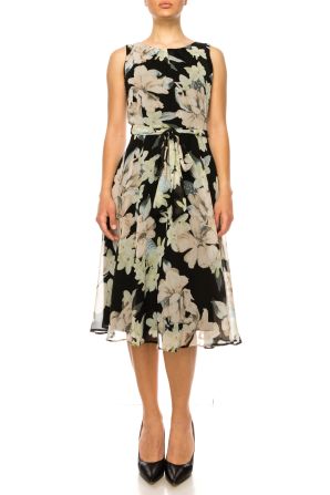 Shelby & Palmer Sleeveless Floral Belted Dress