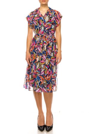 Shelby & Palmer Short Sleeve Collared Print Dress
