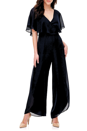 Shelby & Palmer Flutter Sleeve Overlay Jumpsuit