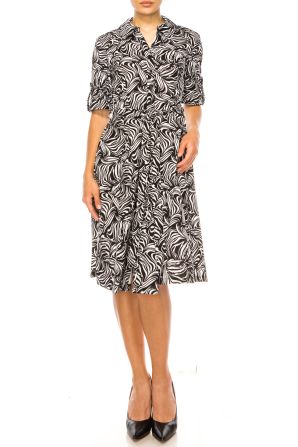 Shelby & Palmer 3/4 Sleeve Print Shirt Dress