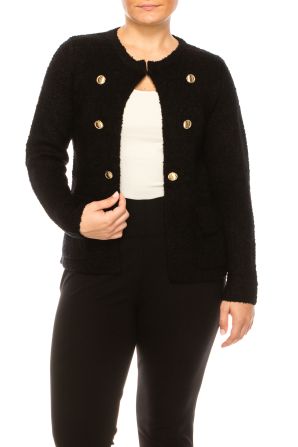 Sioni Single Button Closure Open Front Sweater Jacket
