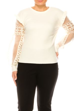 Sioni Crew Neck Ribbed Long Sleeve Sweater Top