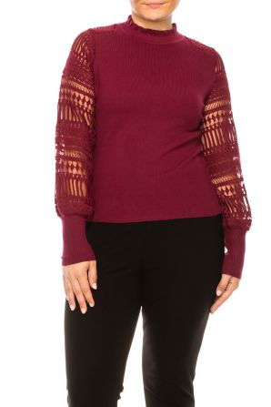 Sioni Ruffle Mock Neck Long Sleeve Sweater Top