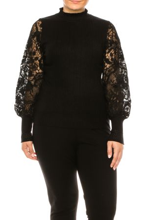 Sioni Ribbed Mock Neck Long Sleeve Sweater Top