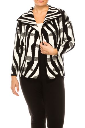Sioni Zebra Long Sleeve Open Front Sweater