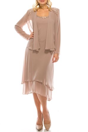 SLNY Embellished 2-Piece Evening Jacket Dress