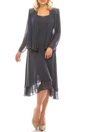 SLNY Embellished 2-Piece Evening Jacket Dress