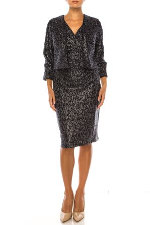SLNY Metallic 2-Piece Evening Jacket Dress