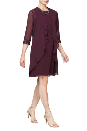 SLNY Embellished 2-Piece Sheer Jacket & Dress