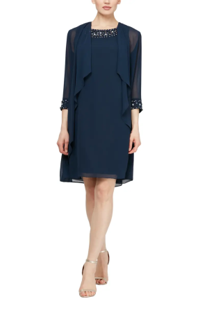 SLNY Embellished 2-Piece Sheer Jacket & Dress