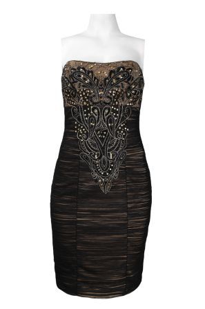 Sue Wong Embroidered & Sequin Strapless Mesh Dress