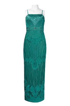 Sue Wong Spaghetti Strap Empire Waist Sequined Ankle Length Mesh Dress