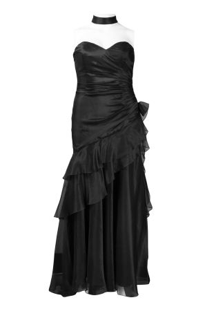 Theia Sweetheart Neck Draped Side Ruffle Detail Silk Organza Dress