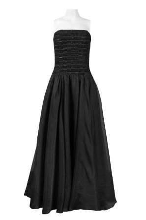 Theia Strapless Sequinned Tweed Bodice A-Line Organza Dress