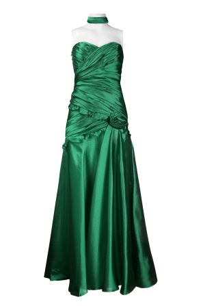 Theia Sweetheart Neckline Shirred Bodice Ruffle Detail Metallic Organza Dress