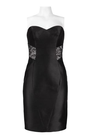 Theia Sweetheart Neckline Lace Insert Satin Twill Cocktail Dress