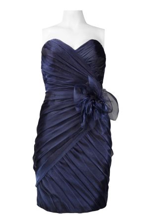 Theia Sweetheart Neckline Side Embellishment Shimmer Organza Short Dress