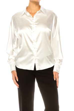 Vivid Long Sleeve Pearl Button Down Shirt