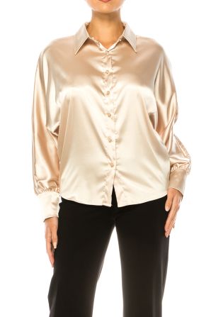 Vivid Long Sleeve Pearl Button Down Shirt