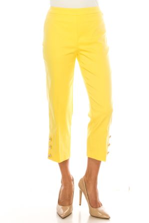 Zac & Rachel Pull-On Button-Leg Detail Capri Pants