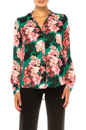 Zac & Rachel Long Sleeve Printed Button-Down Top