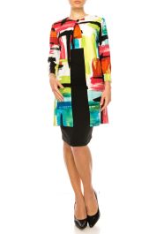 Danny & Nicole Multicolored Printed Knee-Length Jacket Dress