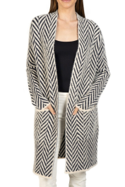 Long Cardigan Chevron Print Love Token