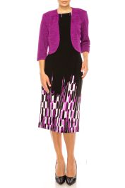 Maya Brooke Abstract Print Cropped Jacket Dress PLUS SIZE