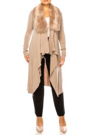 Long sweater with fur collar online
