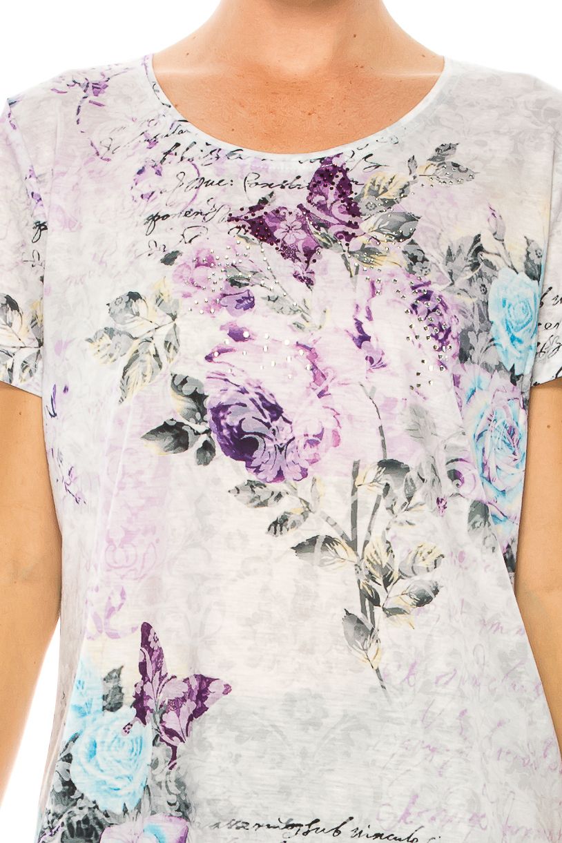 Allison Daley Multi Print Short Sleeve Relax Fit Top