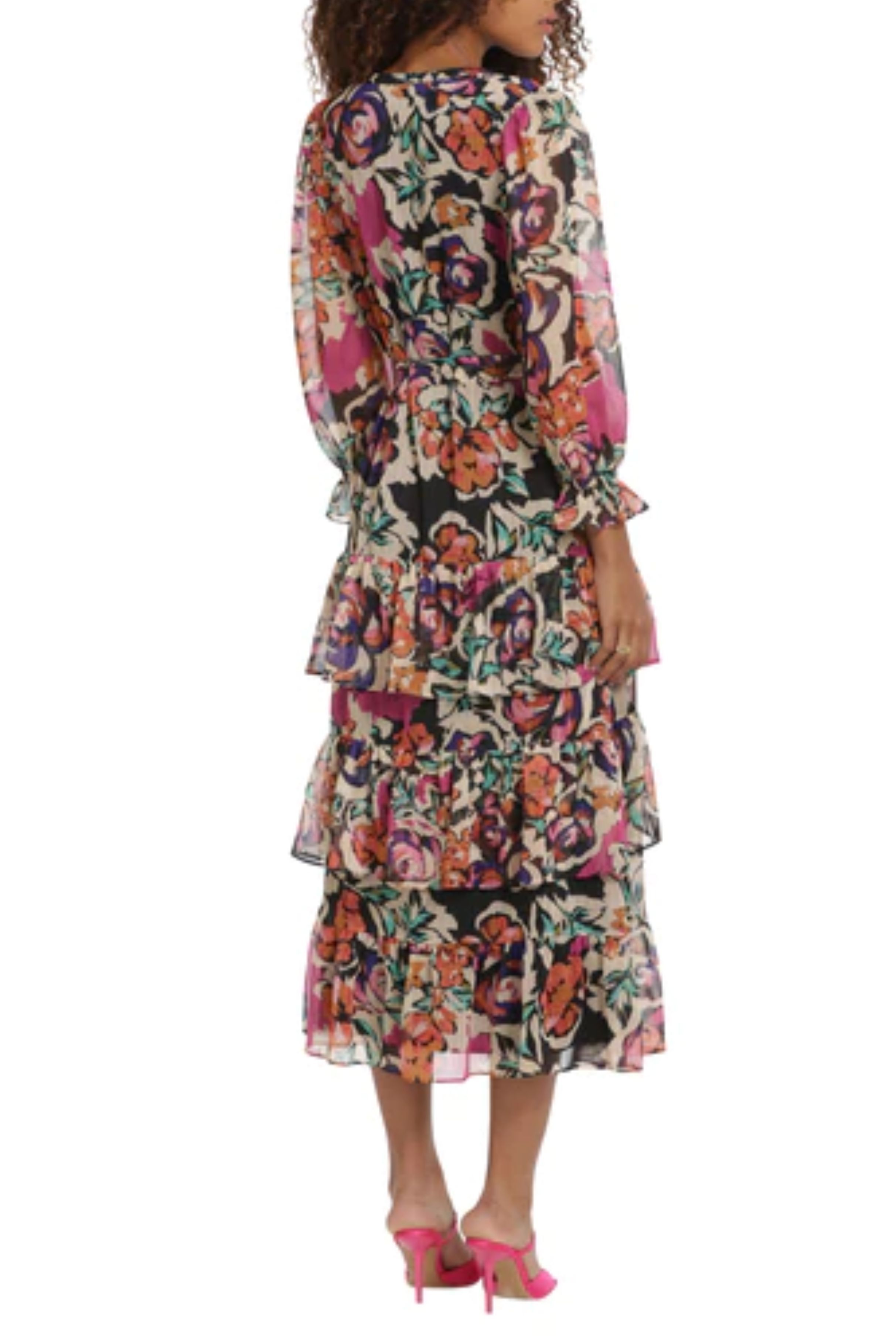 Floral Midi Dress Tiered Dress Donna Ladies Clothing Wholesalers