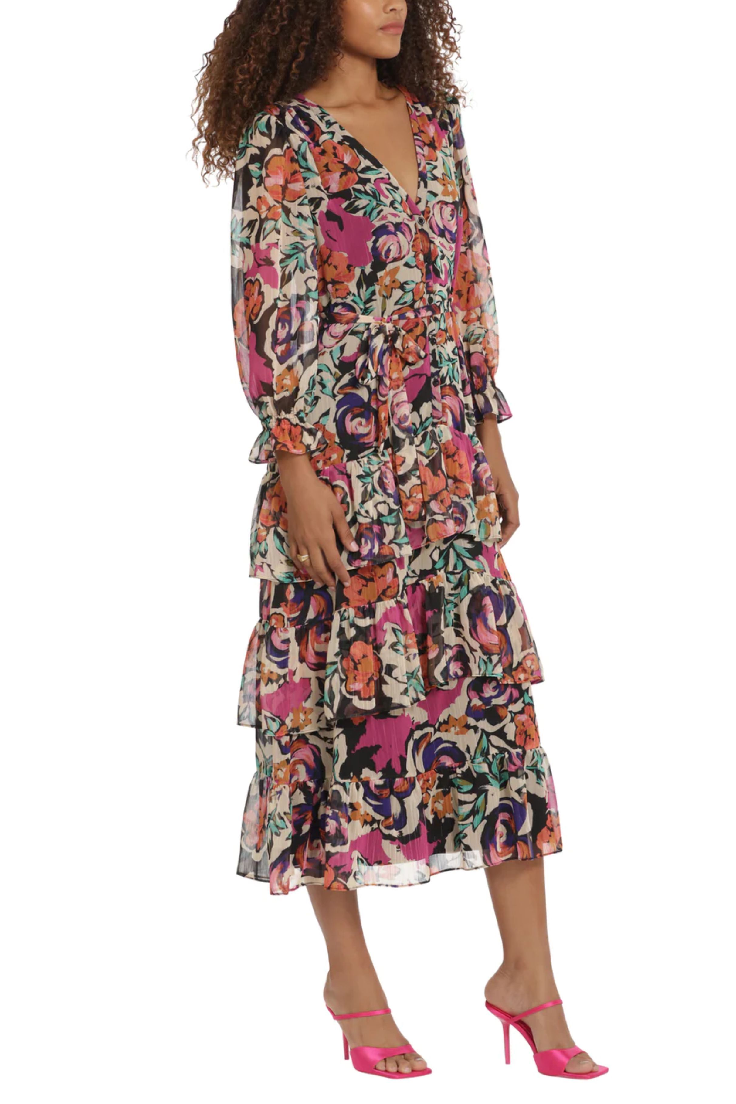 Floral Midi Dress Tiered Dress Donna Ladies Clothing Wholesalers