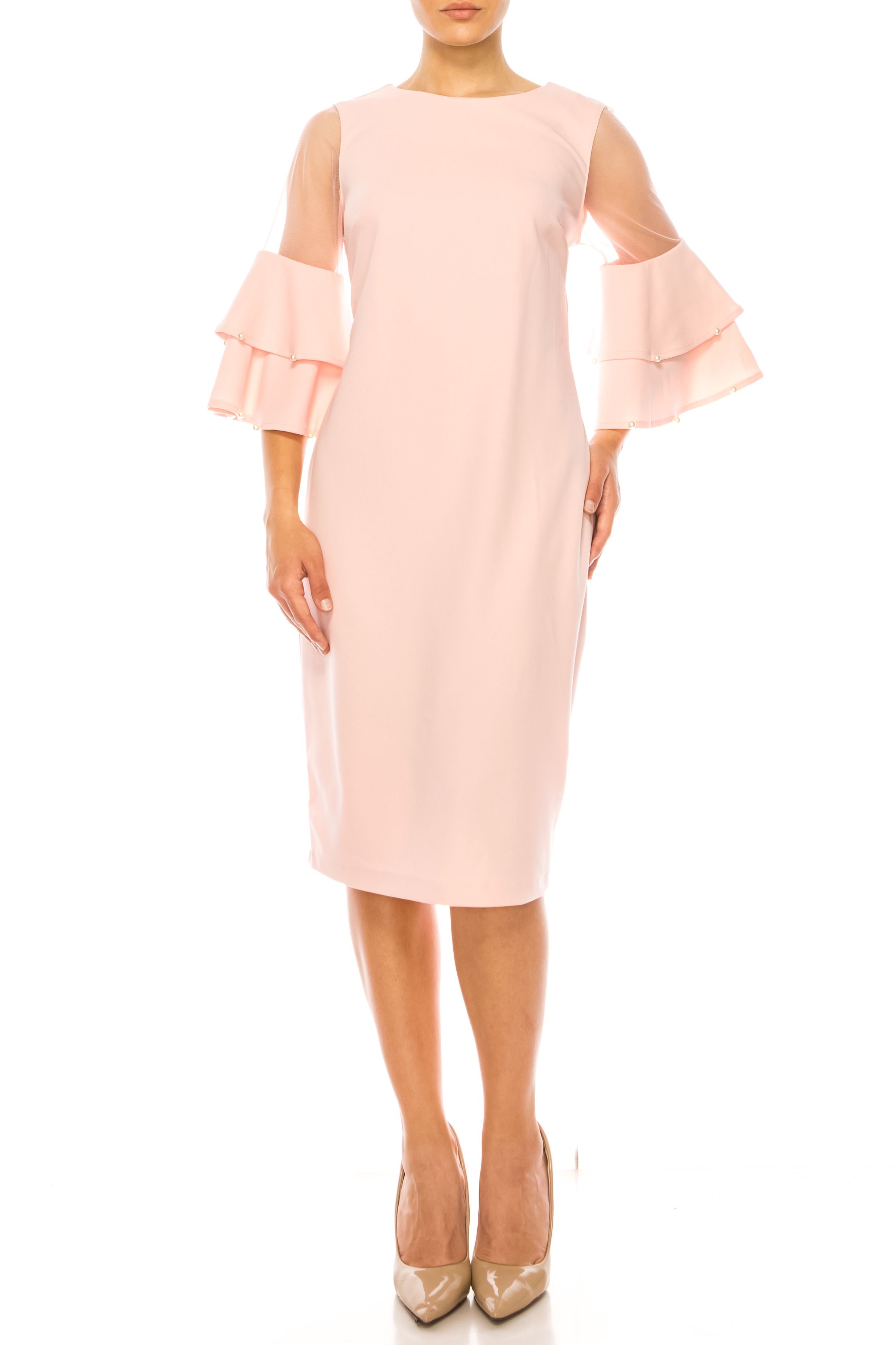 Calvin klein double tier bell sleeve sheath dress sale