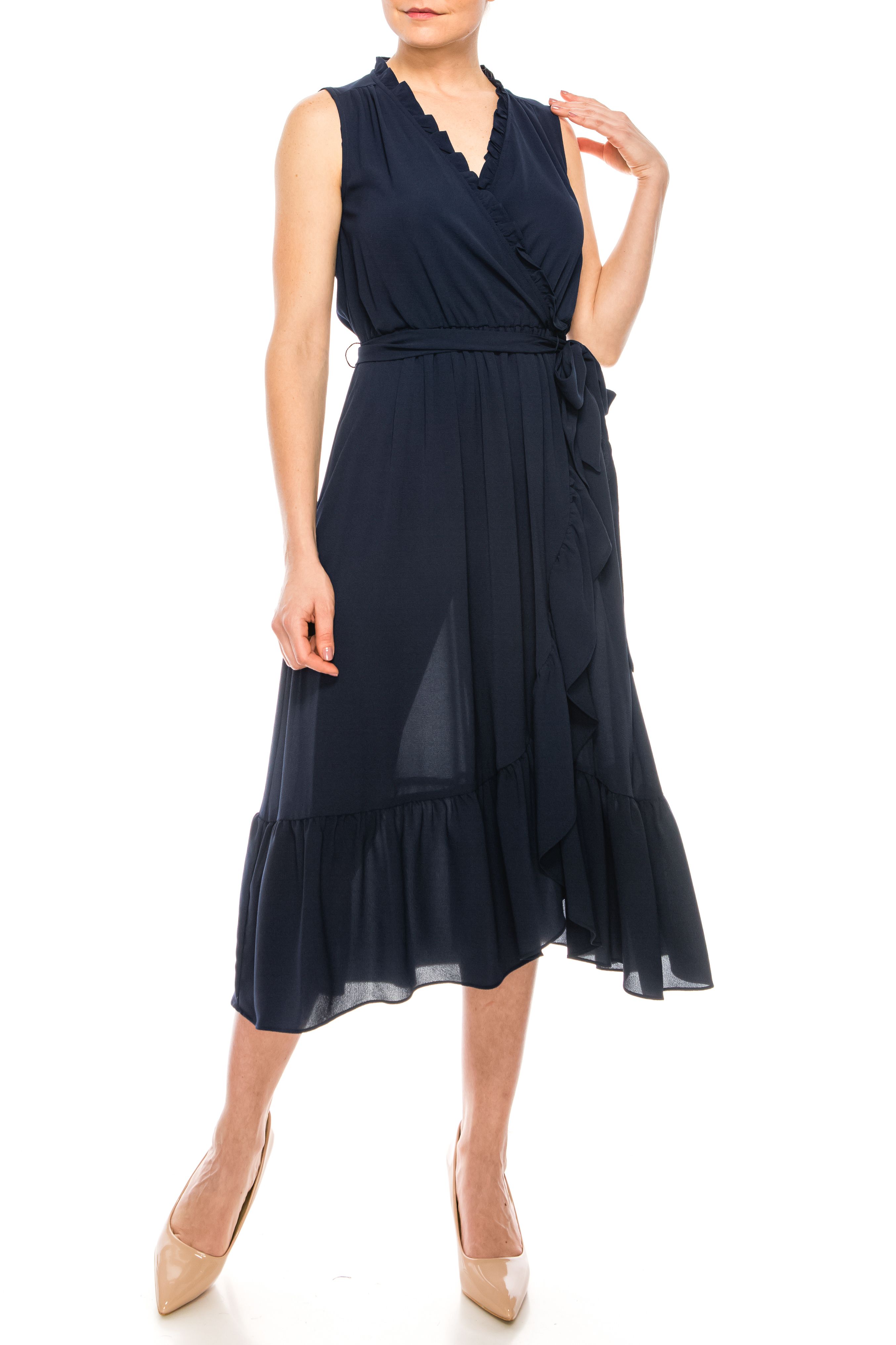 Ruffle faux wrap best sale dress