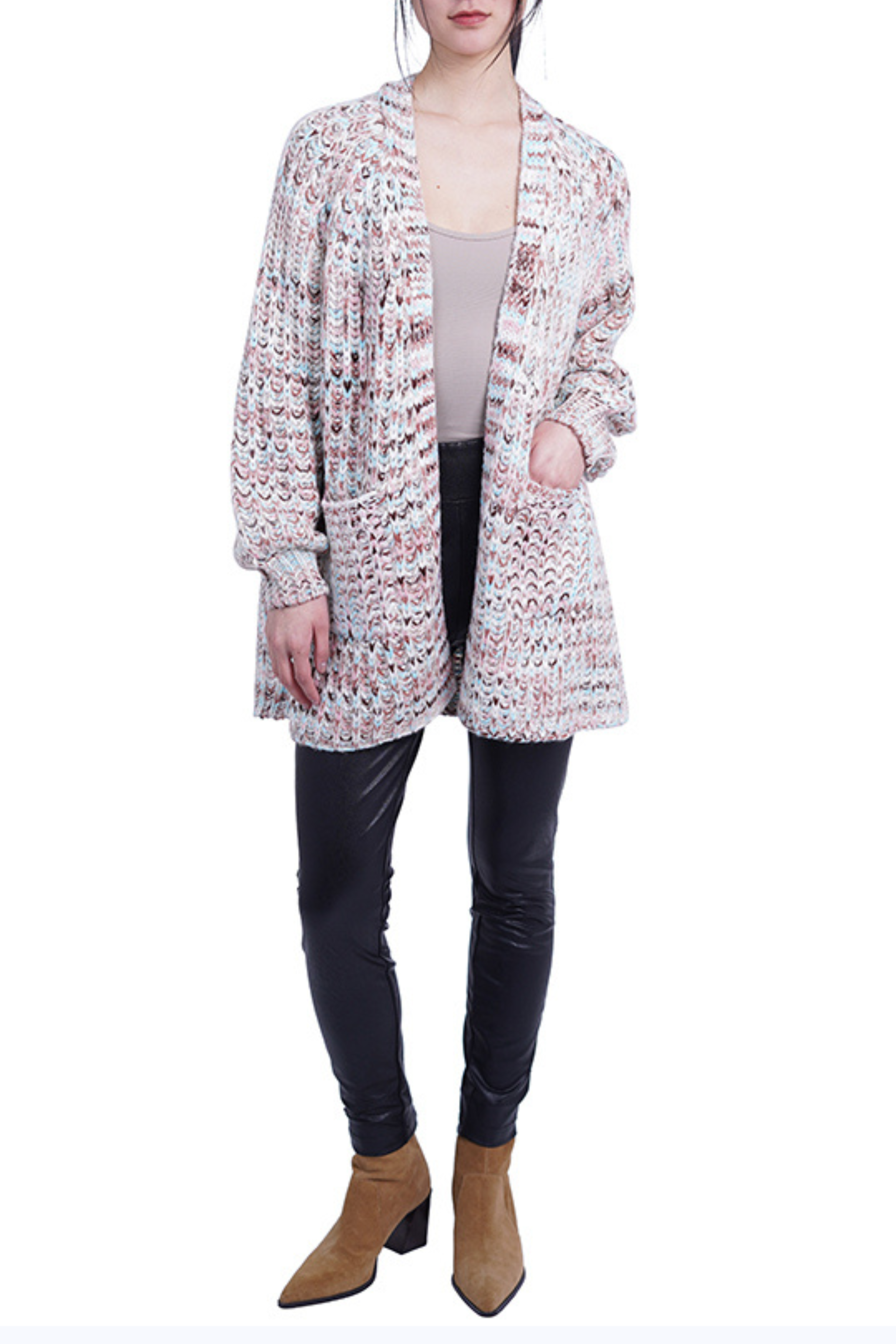 Metallic cardigan sweater top