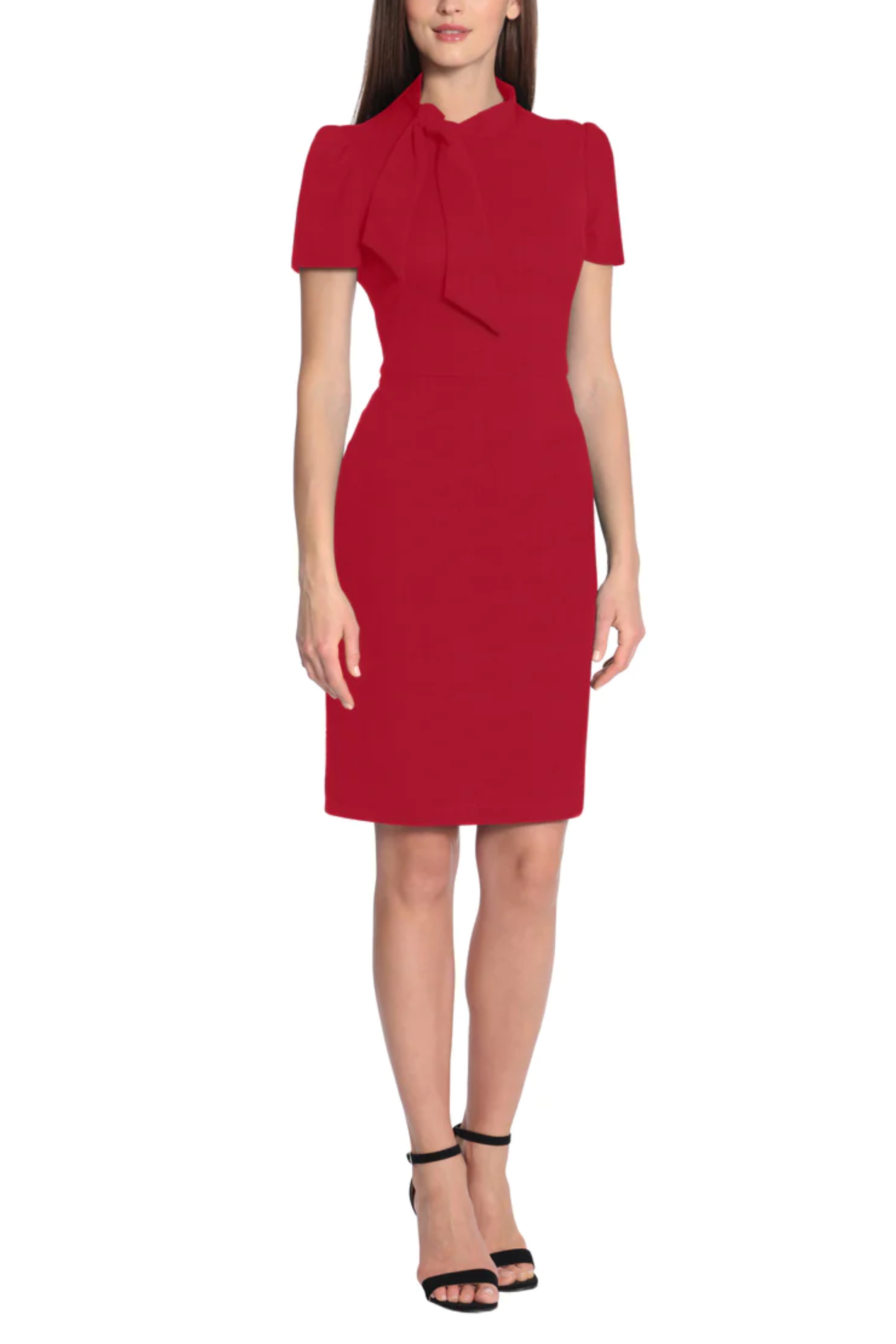 Tie neck sheath dress clearance