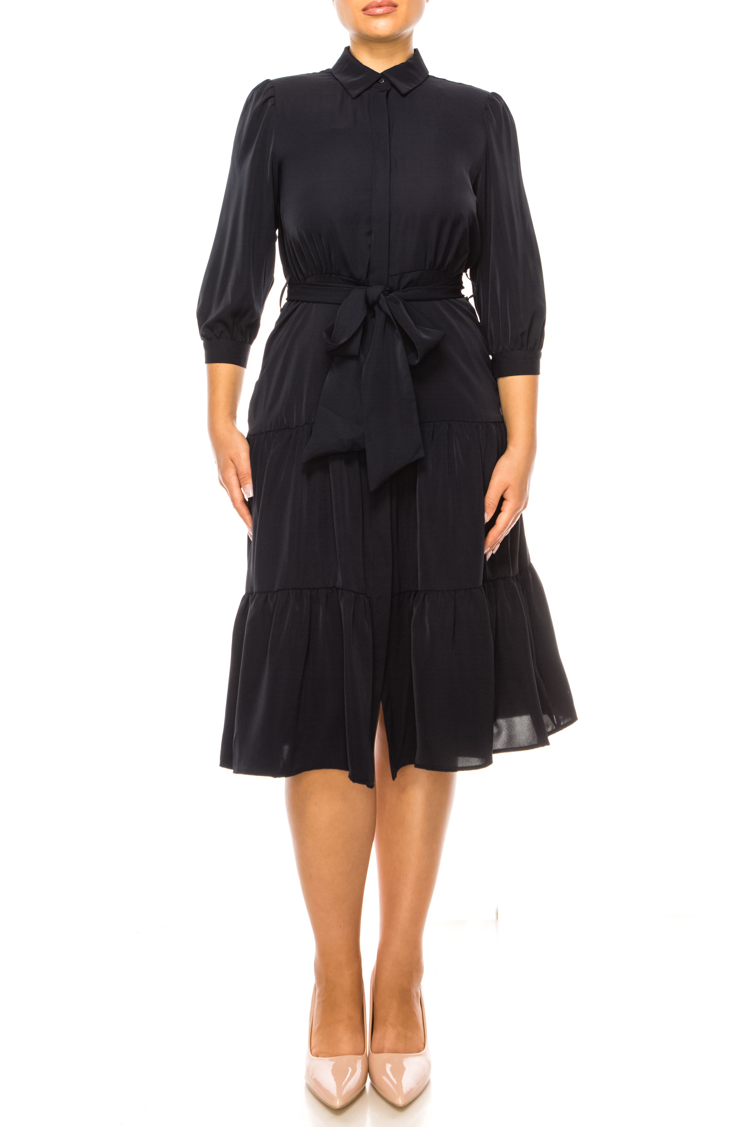 Dress Tiered Belted Shirt Dress Nicole Miller Wholesale Clothing Vendors